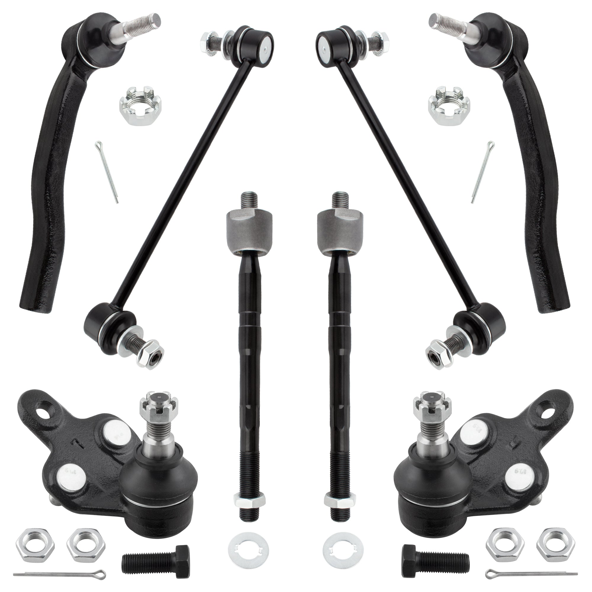 BOXI (Set of 8) Front Lower Ball Joints Sway Bar Links Inner Outer Tie Rods Kit fit for Toyota