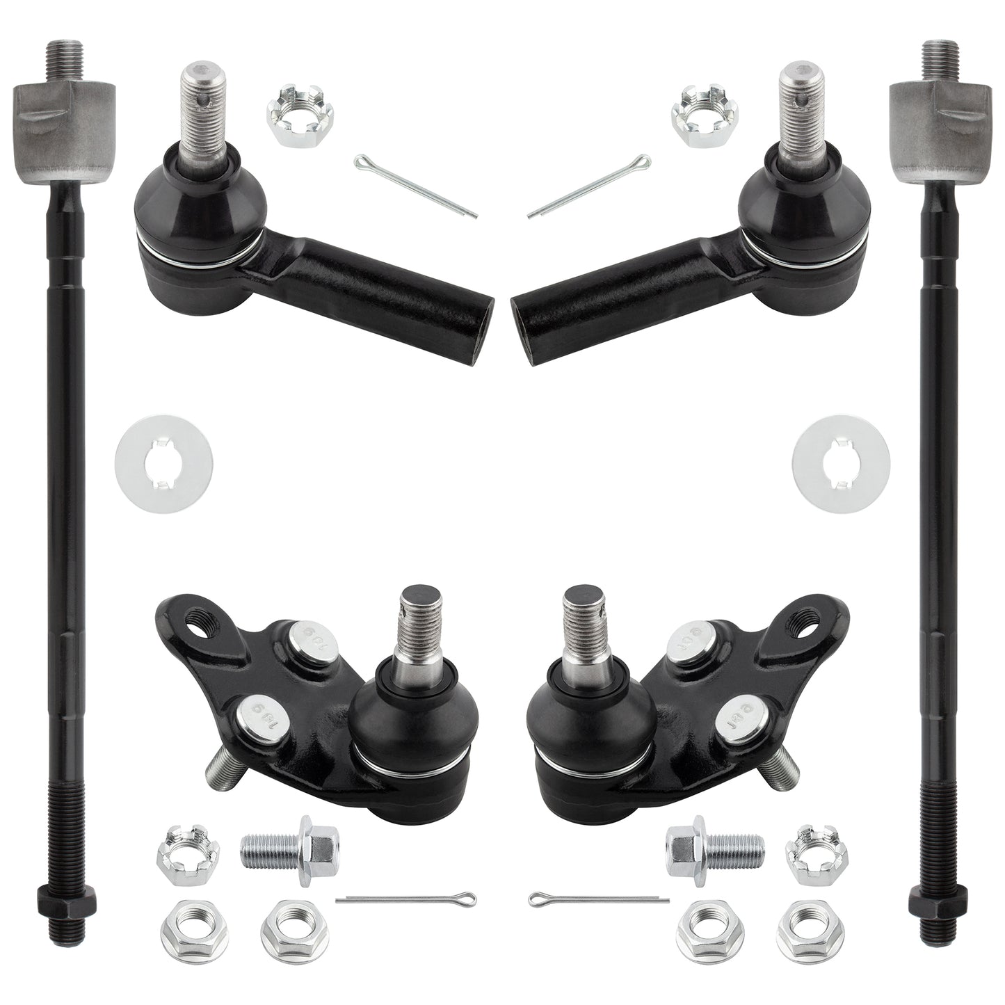 BOXI 6pc Front Inner & Outer Tie Rod Ends & Ball Joints Fit for Geo Prizm 1989-1992