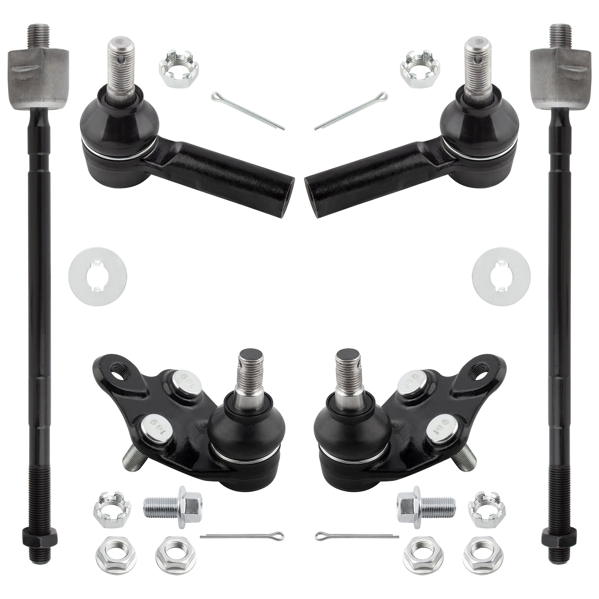 BOXI 6pc Front Inner & Outer Tie Rod Ends & Ball Joints Fit for Geo Prizm 1989-1992