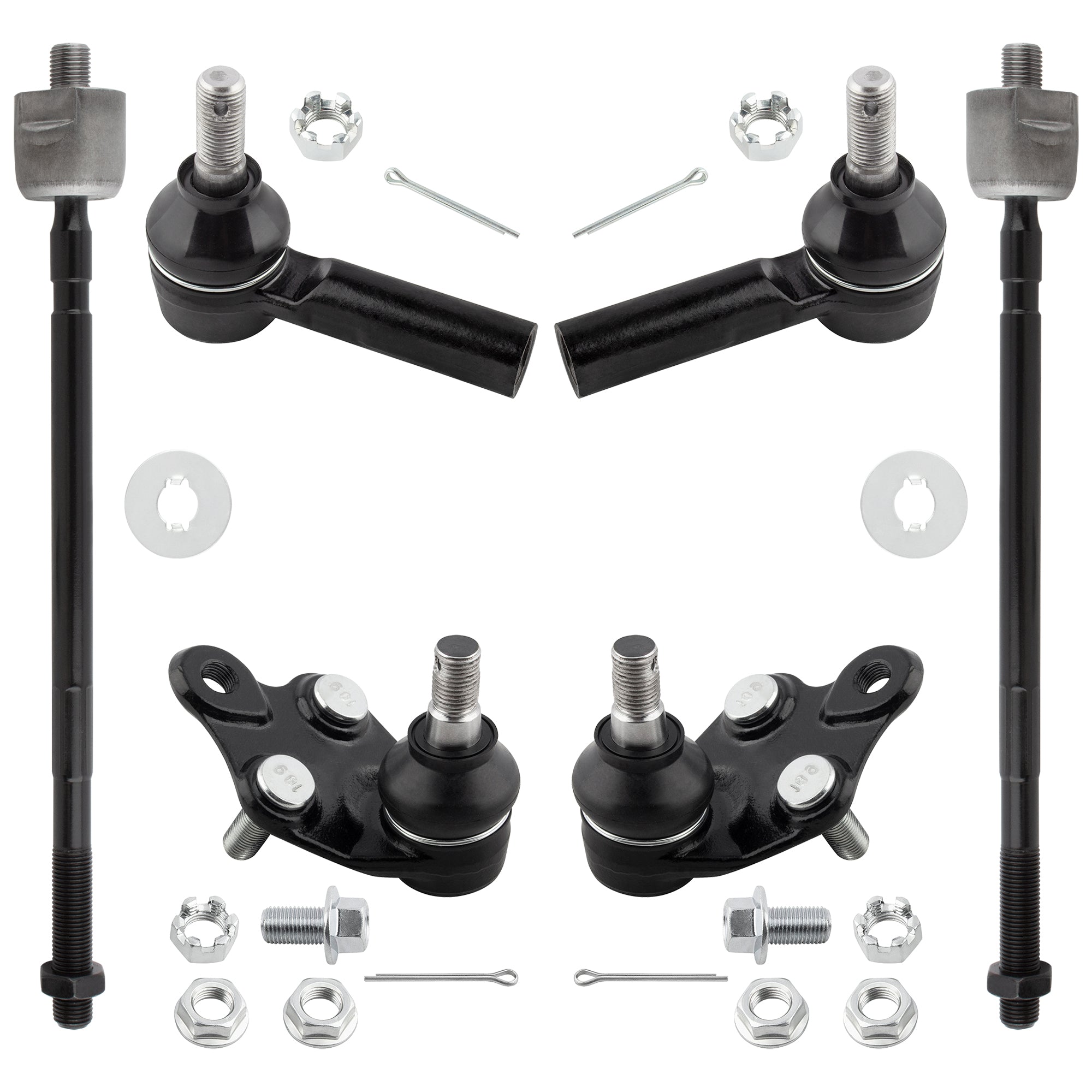 BOXI 6pc Front Inner & Outer Tie Rod Ends & Ball Joints Fit for Geo Prizm 1989-1992