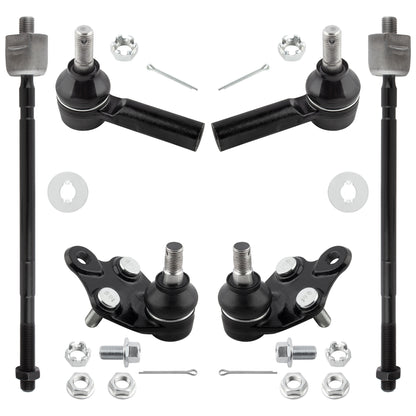 BOXI 6pc Front Inner & Outer Tie Rod Ends & Ball Joints Fit for Geo Prizm 1989-1992