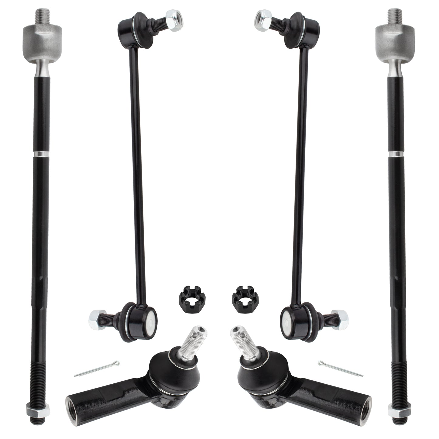 BOXI 6pc Front Tie Rod Ends + Sway Bars Fit for Pontiac Vibe 2003-2008