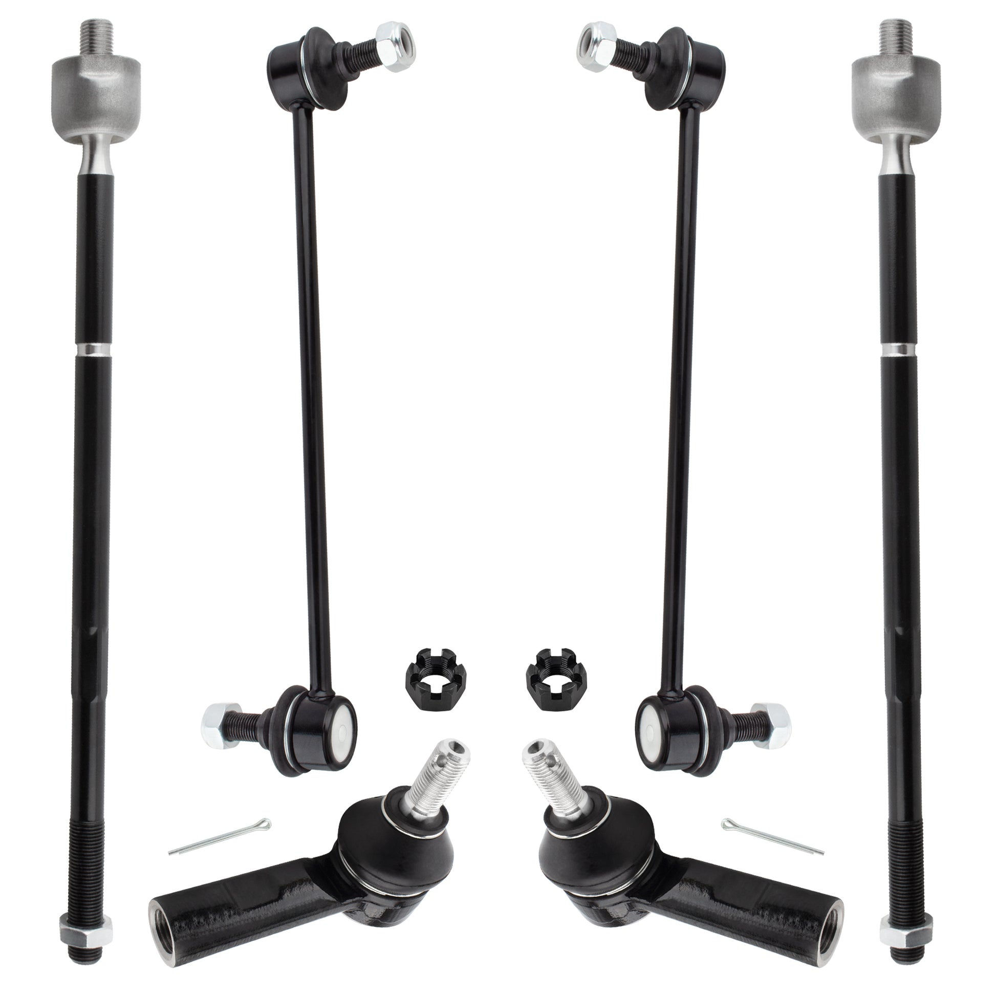 BOXI 6pc Front Tie Rod Ends + Sway Bars Fit for Pontiac Vibe 2003-2008