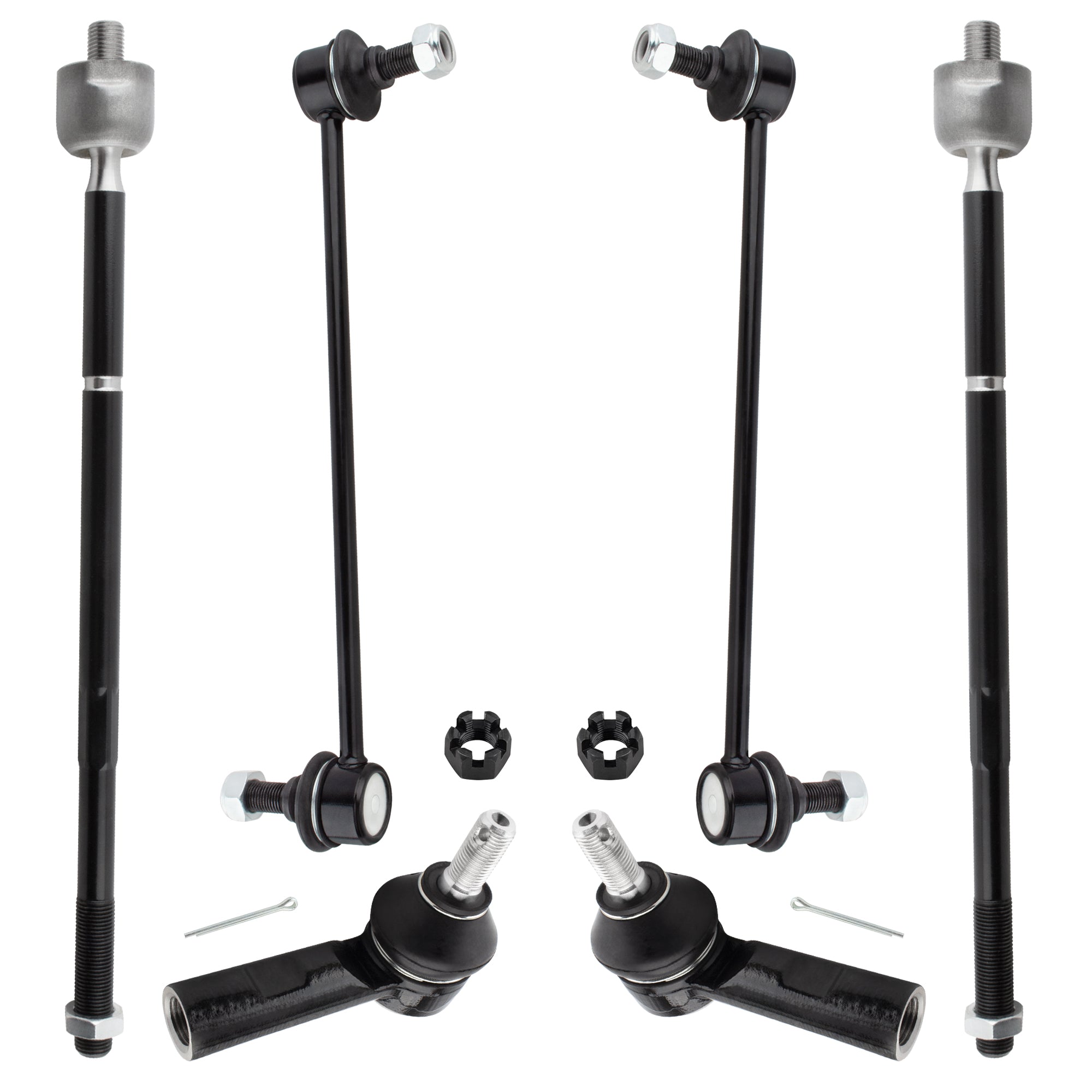 BOXI 6pc Front Tie Rod Ends + Sway Bars Fit for Pontiac Vibe 2003-2008