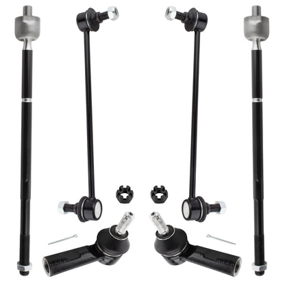 BOXI 6pc Front Tie Rod Ends + Sway Bars Fit for Pontiac Vibe 2003-2008