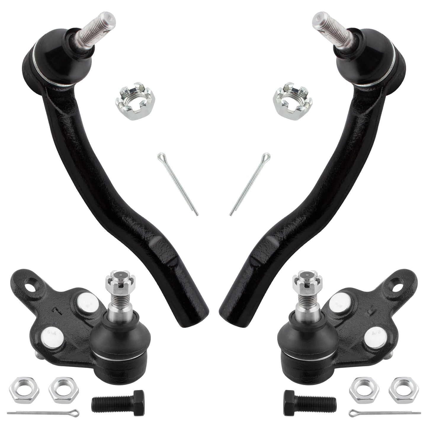 BOXI 4pc Front Lower Ball Joints + Outer Tie Rods Kit Fit for Lexus ES330 2004-2006