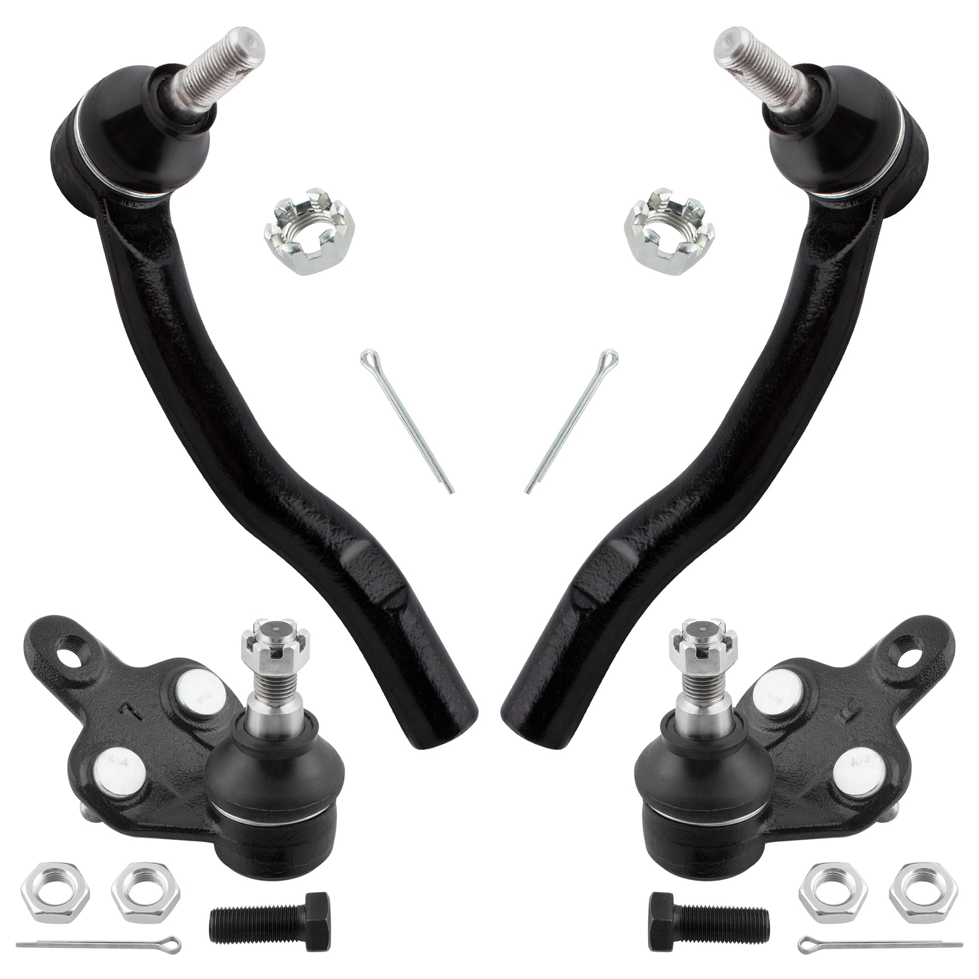 BOXI 4pc Front Lower Ball Joints + Outer Tie Rods Kit Fit for Lexus ES330 2004-2006