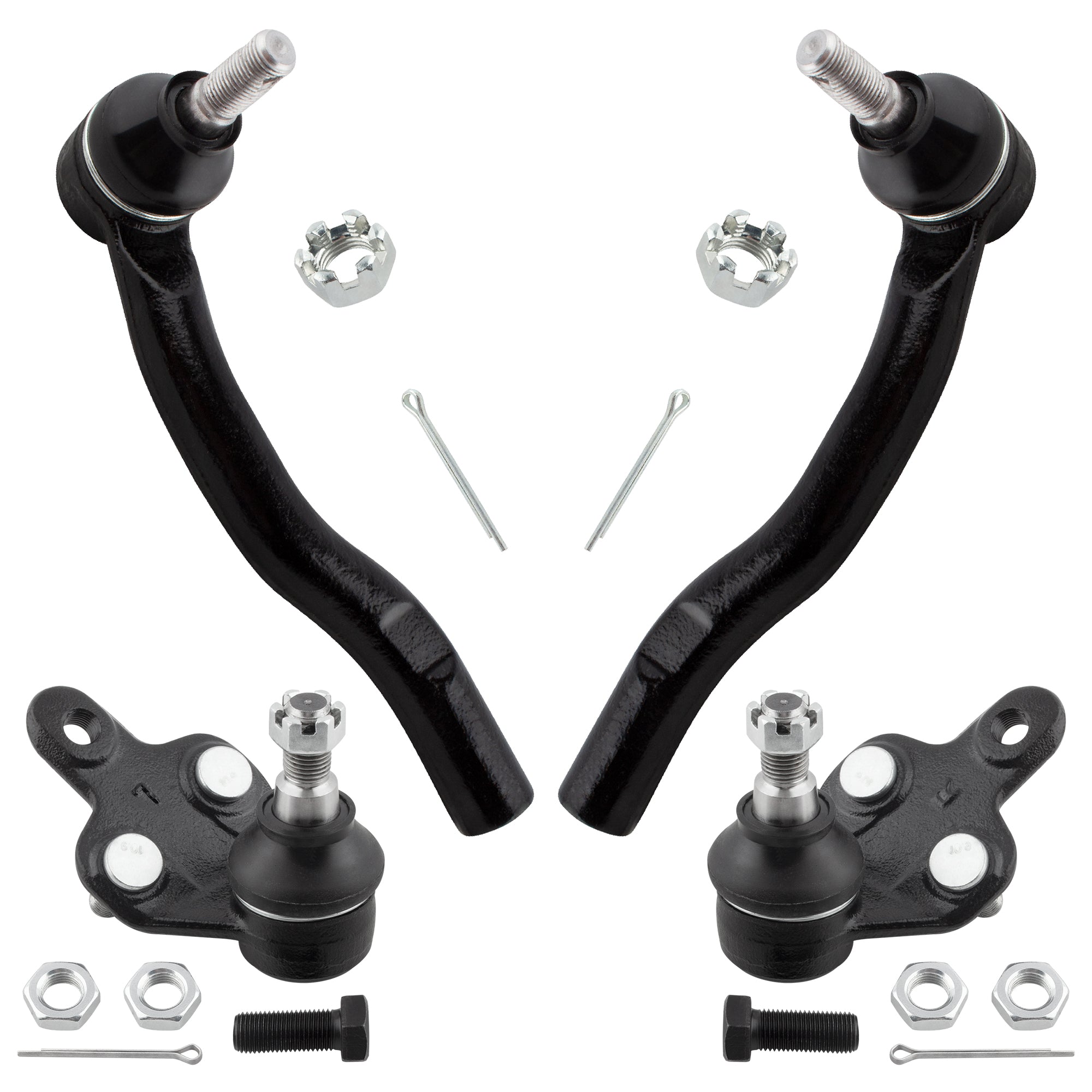 BOXI 4pc Front Lower Ball Joints + Outer Tie Rods Kit Fit for Lexus ES330 2004-2006