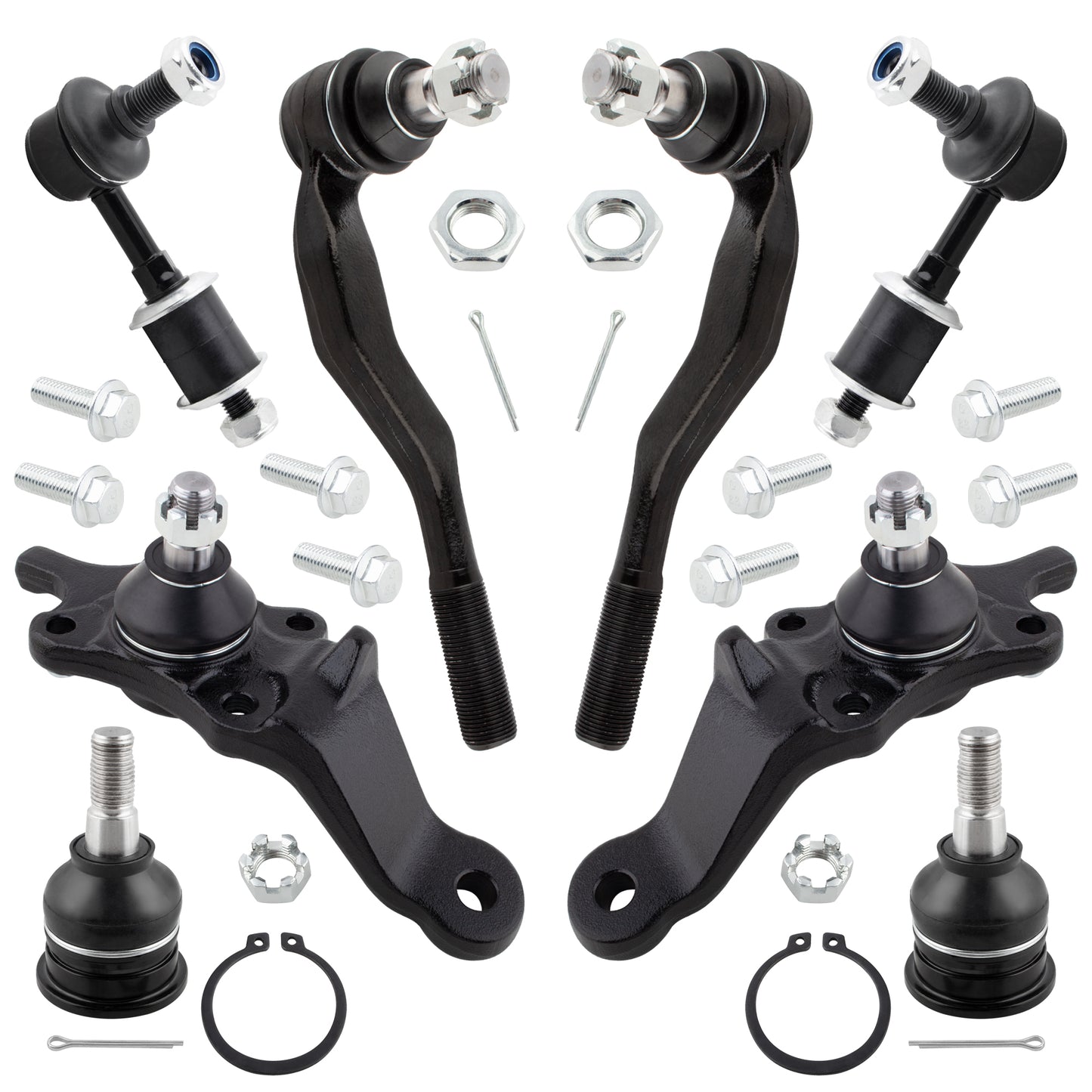 BOXI 8pc Front Upper Lower Ball Joints Outer Tie Rods Sway Bars Fit for Toyota Tacoma 1995-1997 4WD