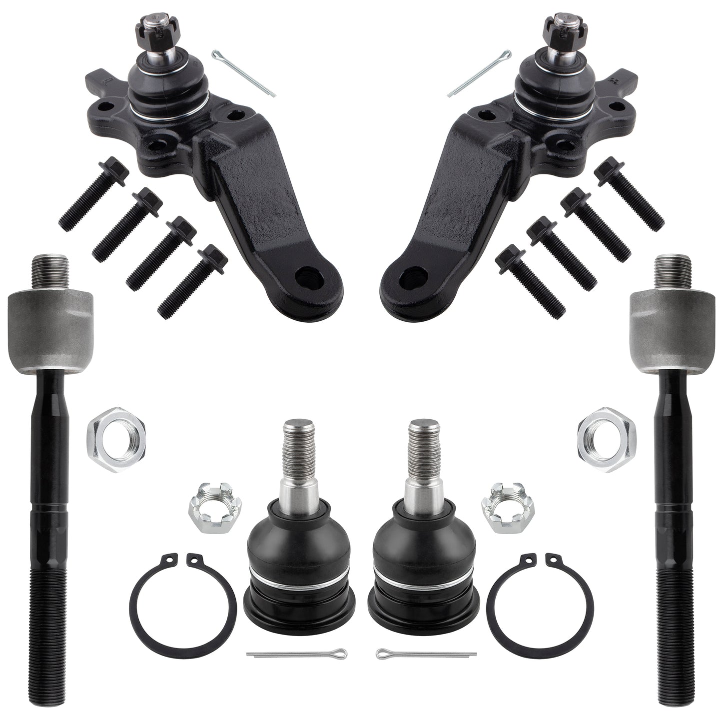 BOXI 6pc Front Lower Upper Ball Joints Inner Tie Rods Fit for Toyota Sequoia 2003