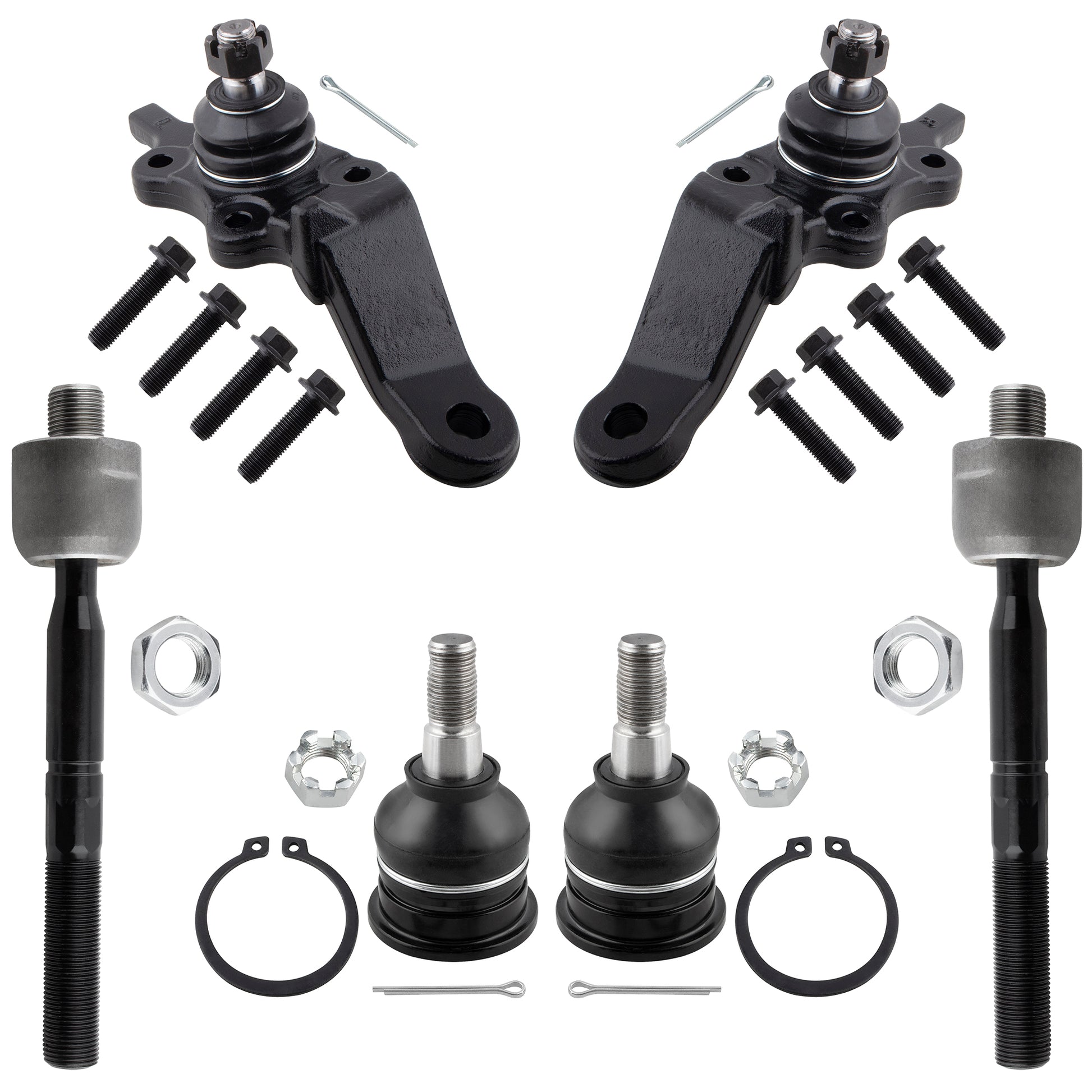 BOXI 6pc Front Lower Upper Ball Joints Inner Tie Rods Fit for Toyota Sequoia 2003