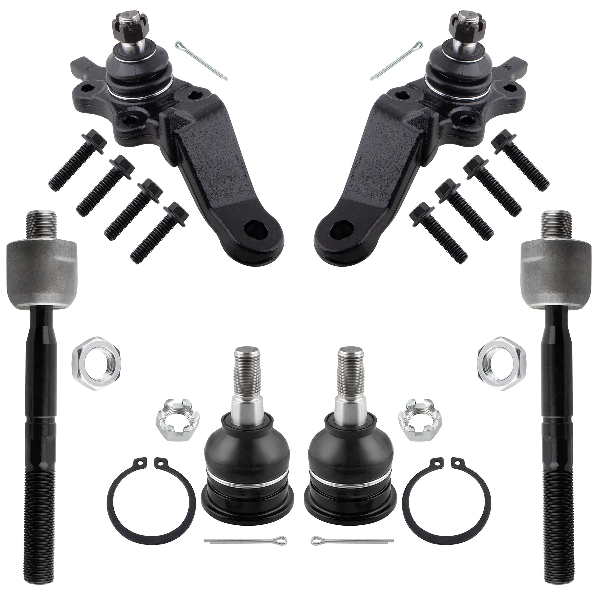 BOXI 6pc Front Lower Upper Ball Joints Inner Tie Rods Fit for Toyota Sequoia 2003