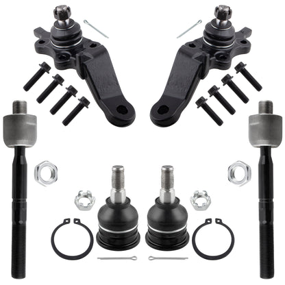 BOXI 6pc Front Lower Upper Ball Joints Inner Tie Rods Fit for Toyota Sequoia 2003
