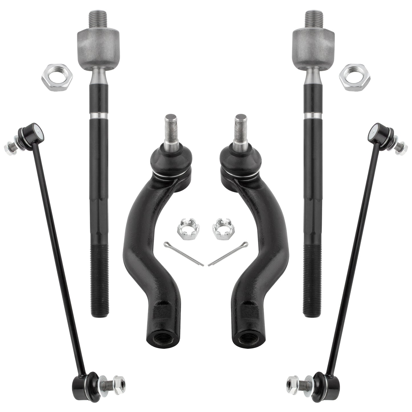 BOXI 6pc Front Sway Bars + Inner Outer Tie Rods Fits for Toyota RAV4 2006-2018