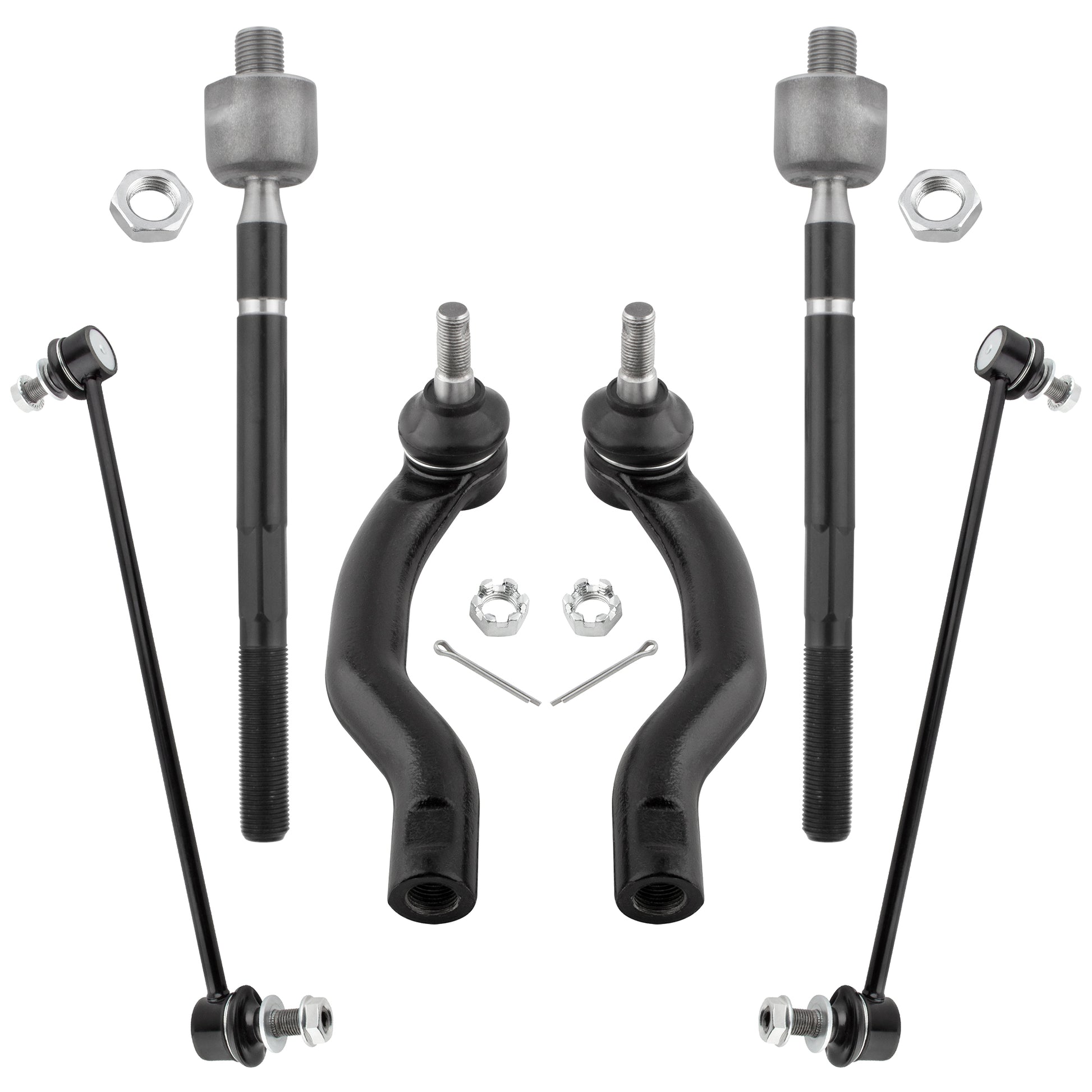 BOXI 6pc Front Sway Bars + Inner Outer Tie Rods Fits for Toyota RAV4 2006-2018