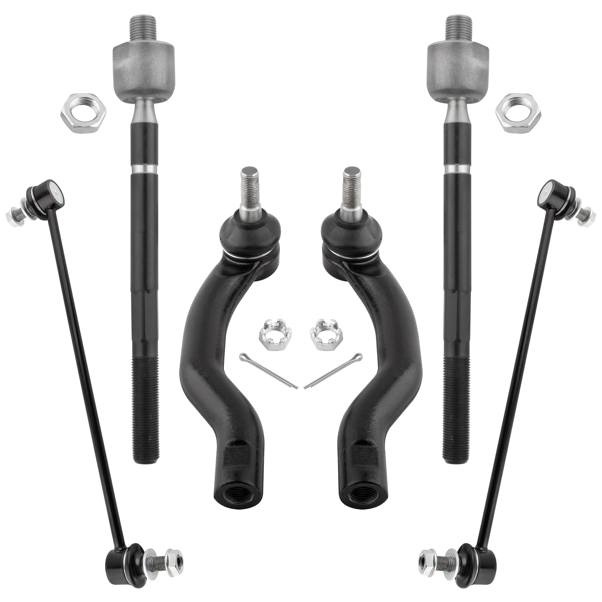 BOXI 6pc Front Sway Bars + Inner Outer Tie Rods Fits for Toyota RAV4 2006-2018
