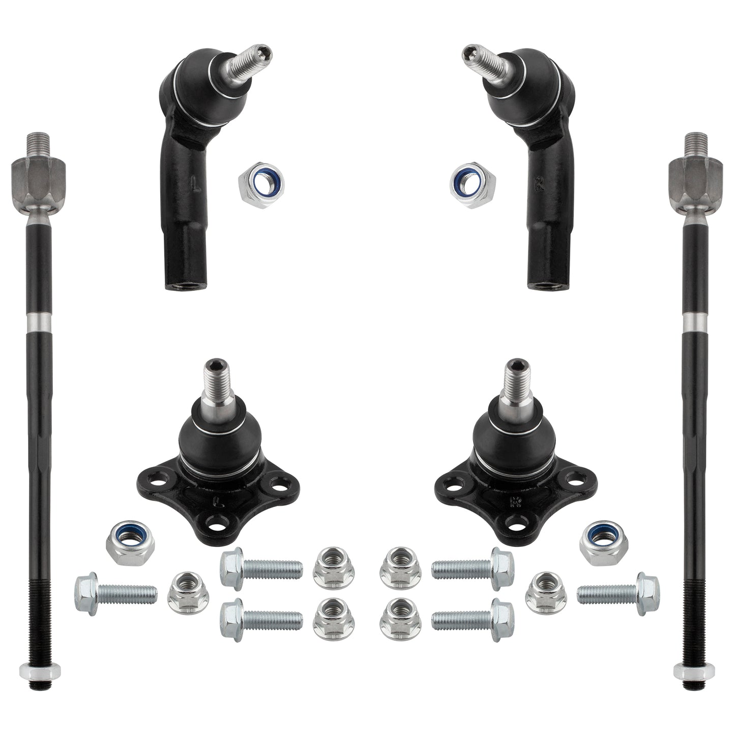 BOXI (Set of 6) Front Lower Ball Joints + Inner Outer Tie Rods Fit for Volkswagen Beetle 1998-2010