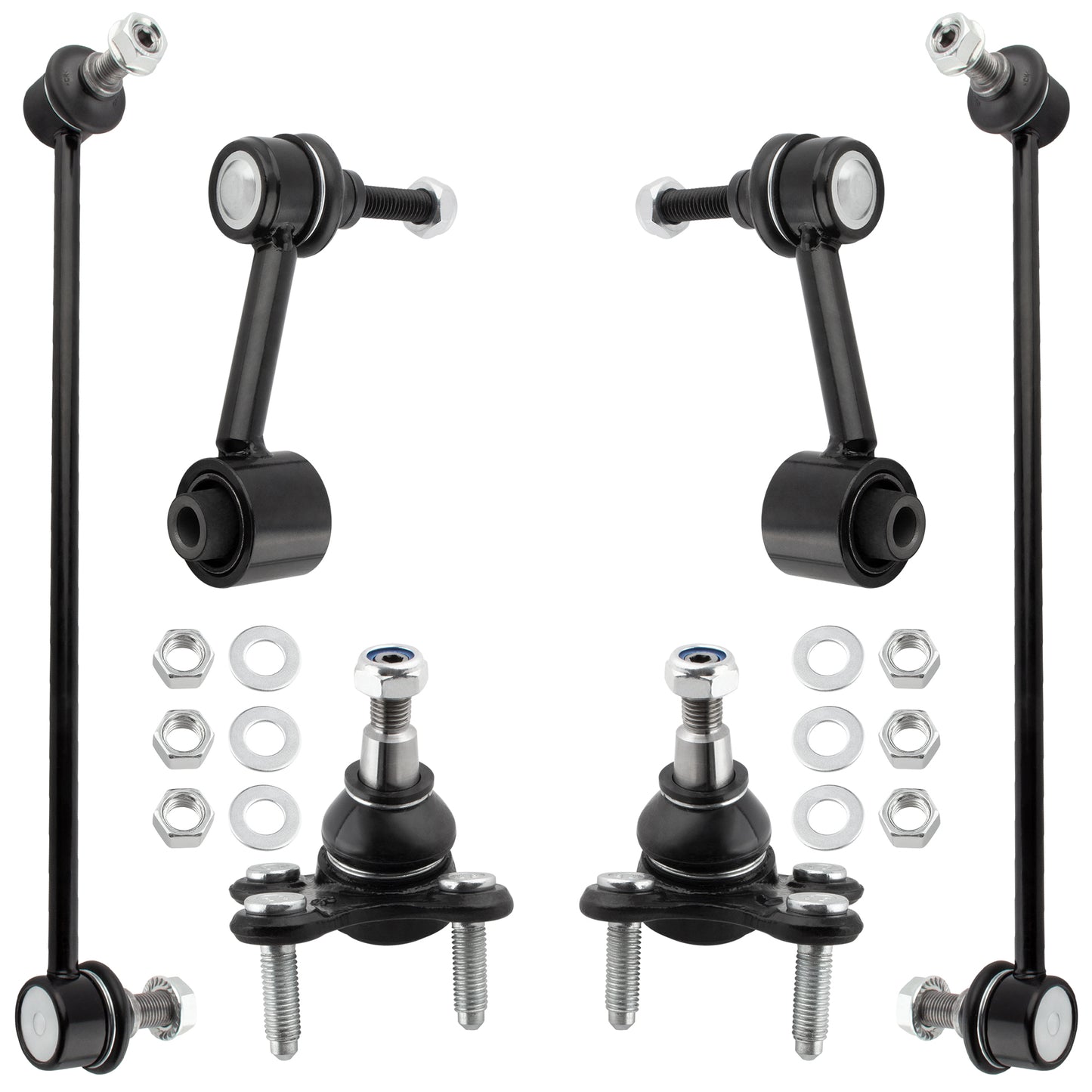BOXI (Set of 6) Front Lower Ball Joints + Sway Bar End Links fit for Audi A3 Quattro 2013 AWD