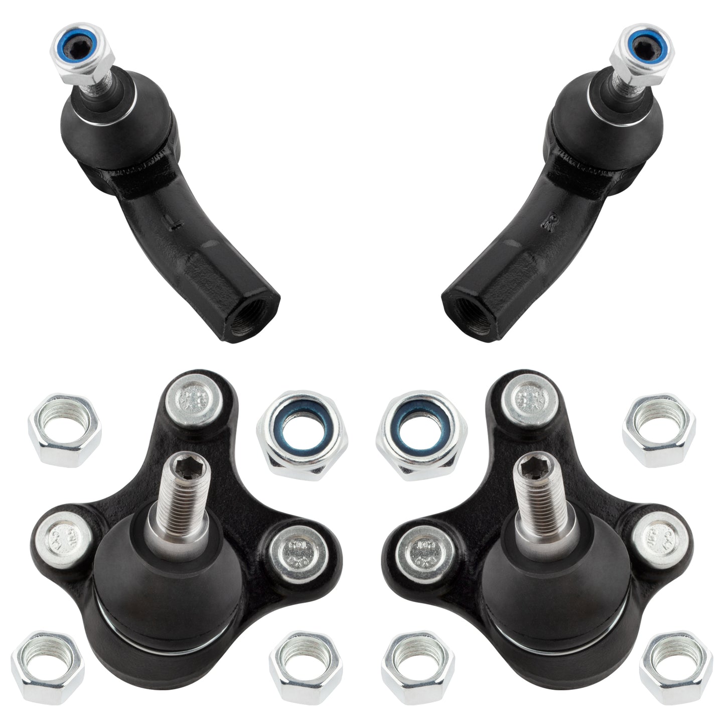 BOXI (Set of 4) Front Lower Ball Joints Outer Tie Rod Ends fit for Audi A3 2006-2013