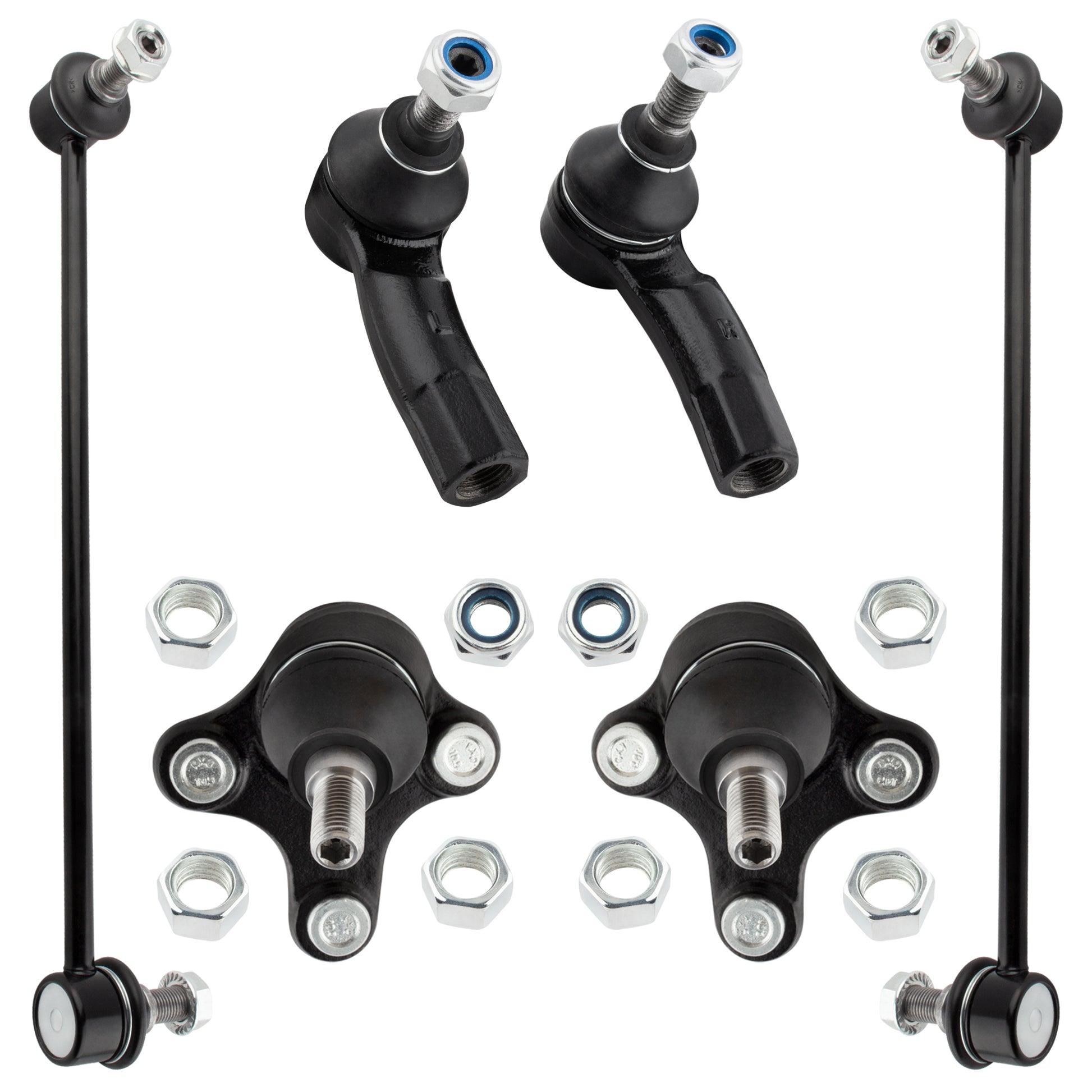 BOXI (Set of 6) Front Lower Ball Joints Sway Bar Links Tie Rod Ends fit for Audi A3 2006-2013