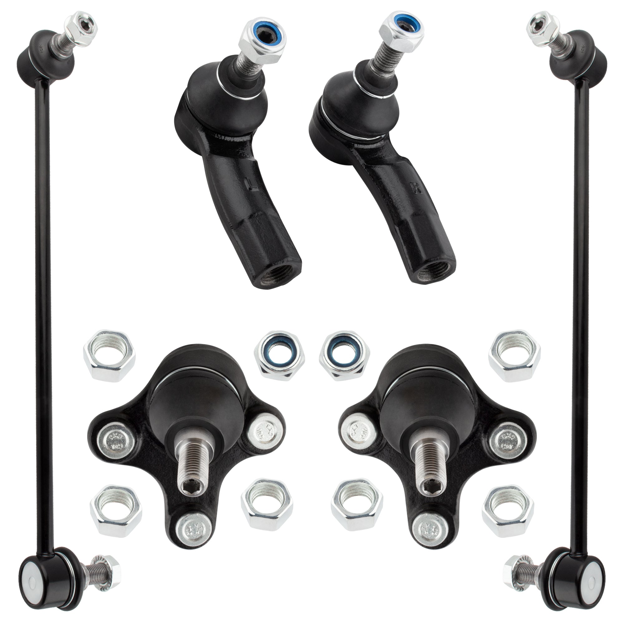 BOXI (Set of 6) Front Lower Ball Joints Sway Bar Links Tie Rod Ends fit for Audi A3 2006-2013