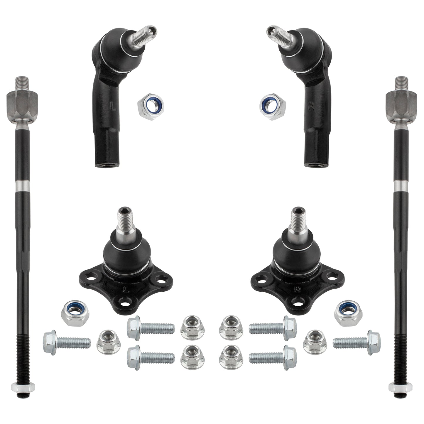 BOXI (Set of 6) Front Inner Outer Tie Rods + Lower Ball Joints Fit for Volkswagen Beetle 1998-2010