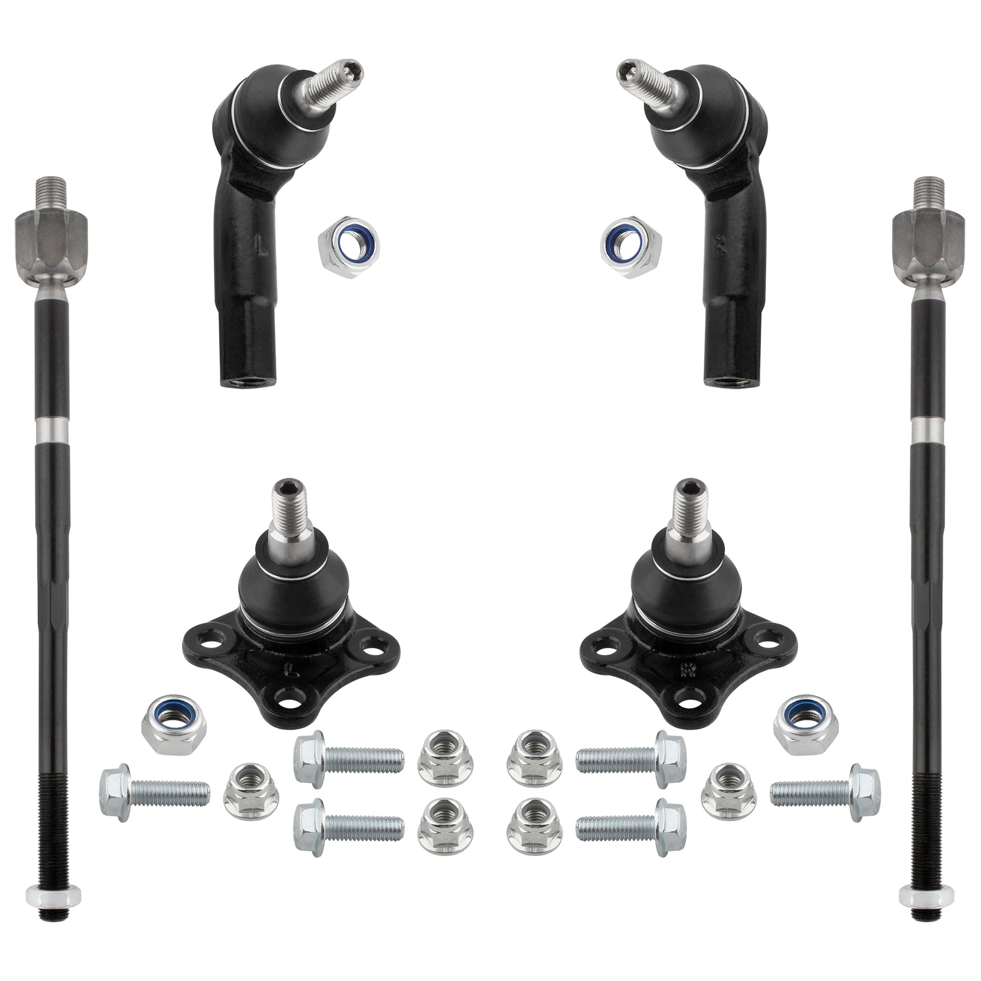 BOXI (Set of 6) Front Inner Outer Tie Rods + Lower Ball Joints Fit for Volkswagen Beetle 1998-2010
