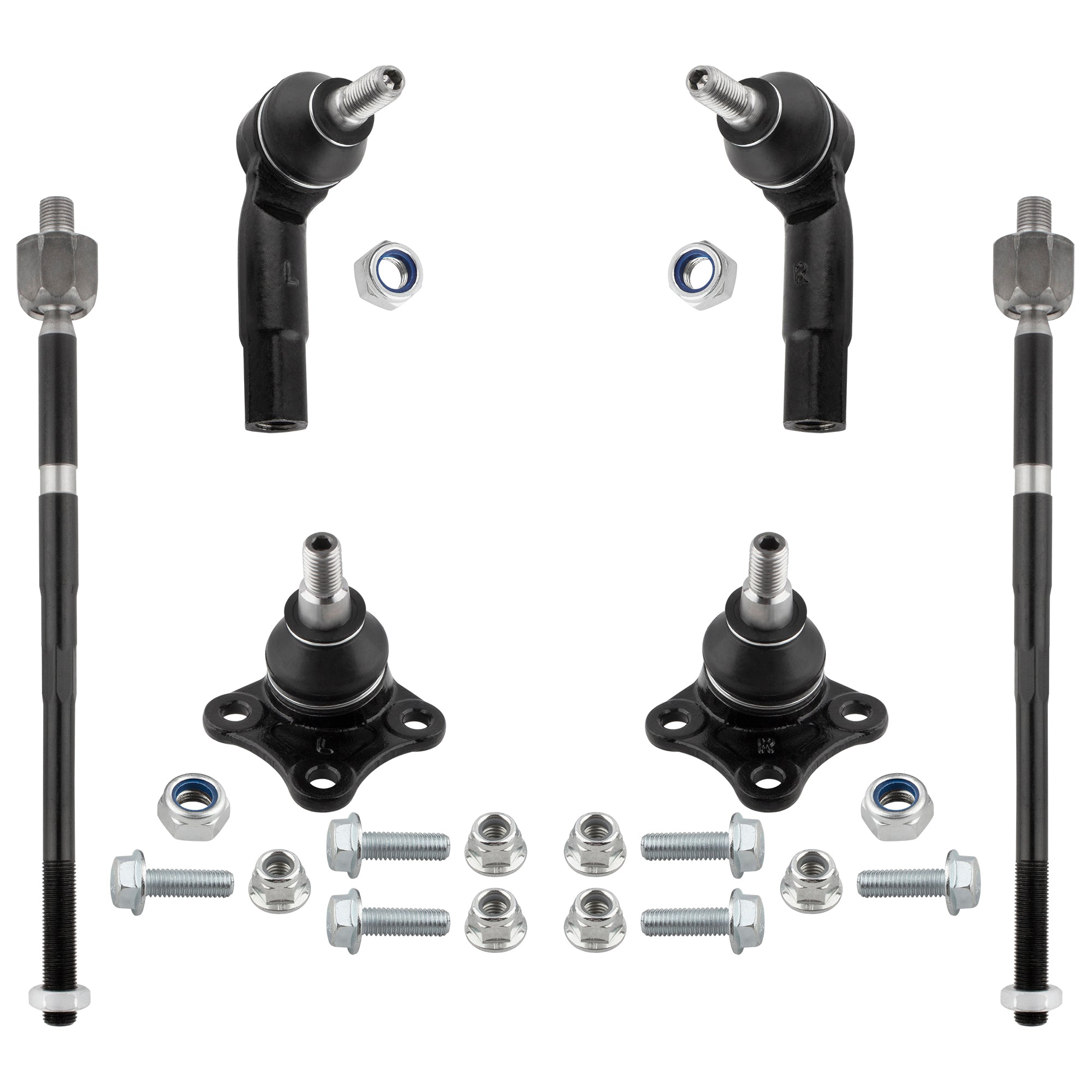 BOXI (Set of 6) Front Inner Outer Tie Rods + Lower Ball Joints Fit for Volkswagen Beetle 1998-2010