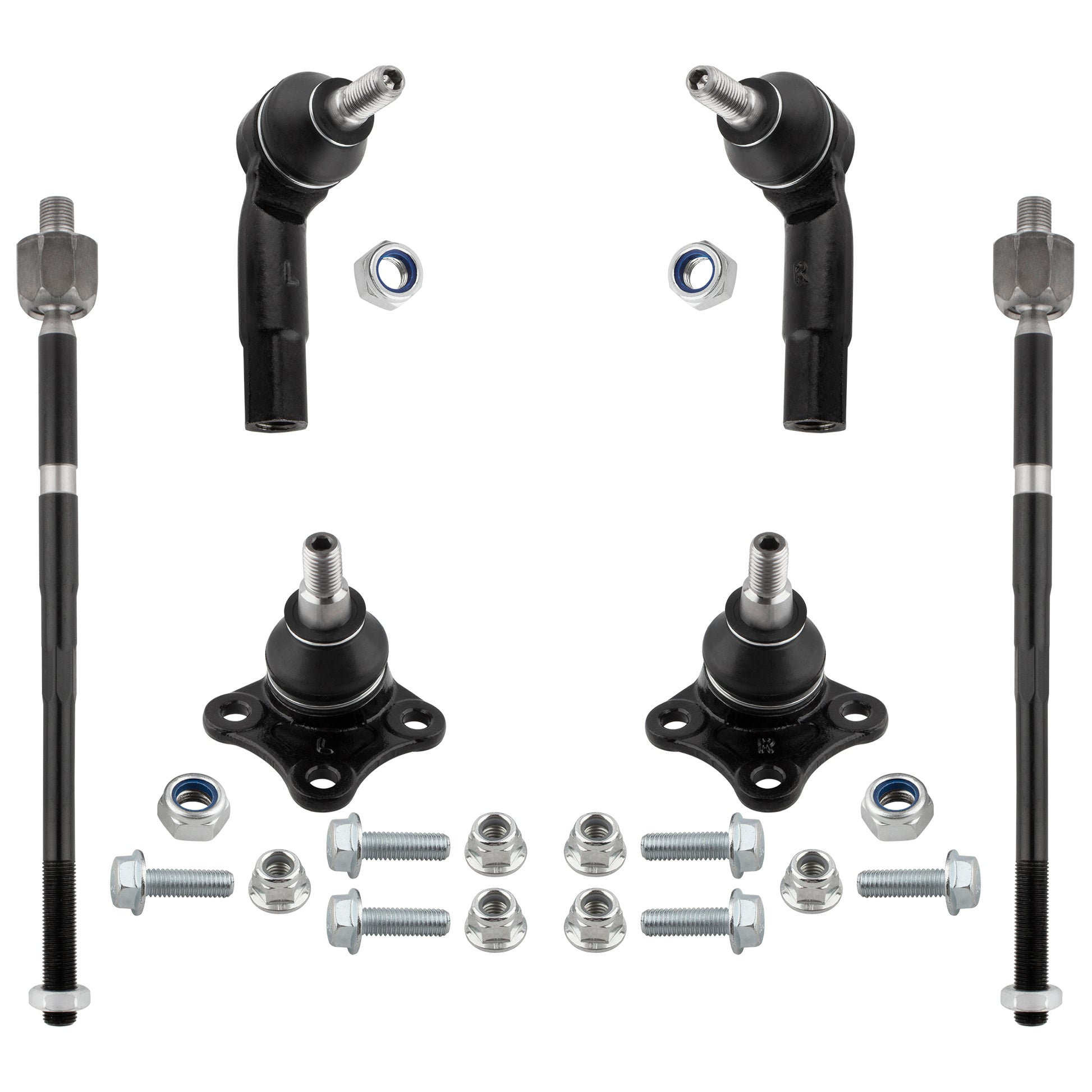 BOXI (Set of 6) Front Inner Outer Tie Rods + Lower Ball Joints Fit for Volkswagen Beetle 1998-2010