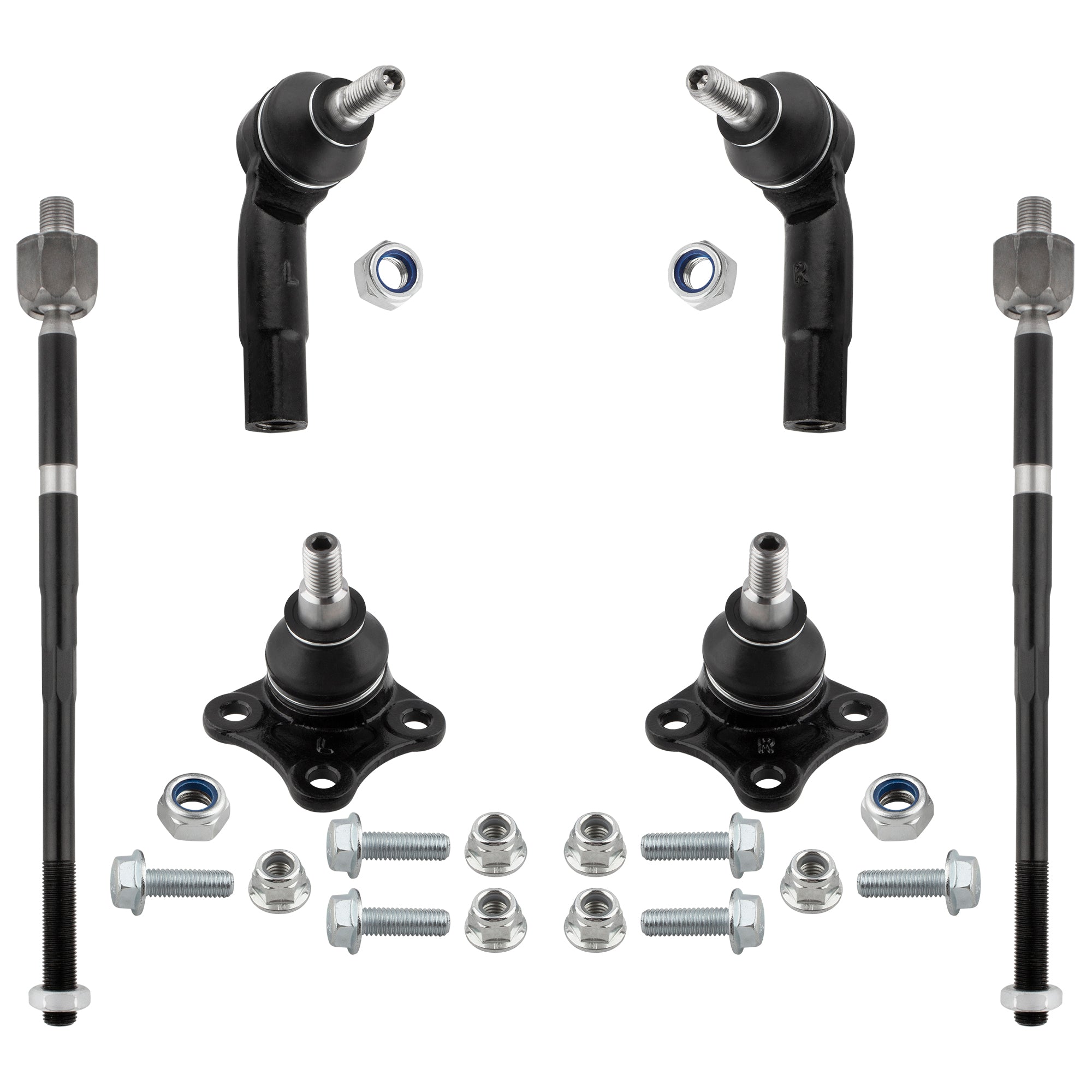 BOXI (Set of 6) Front Inner Outer Tie Rods + Lower Ball Joints Fit for Volkswagen Beetle 1998-2010
