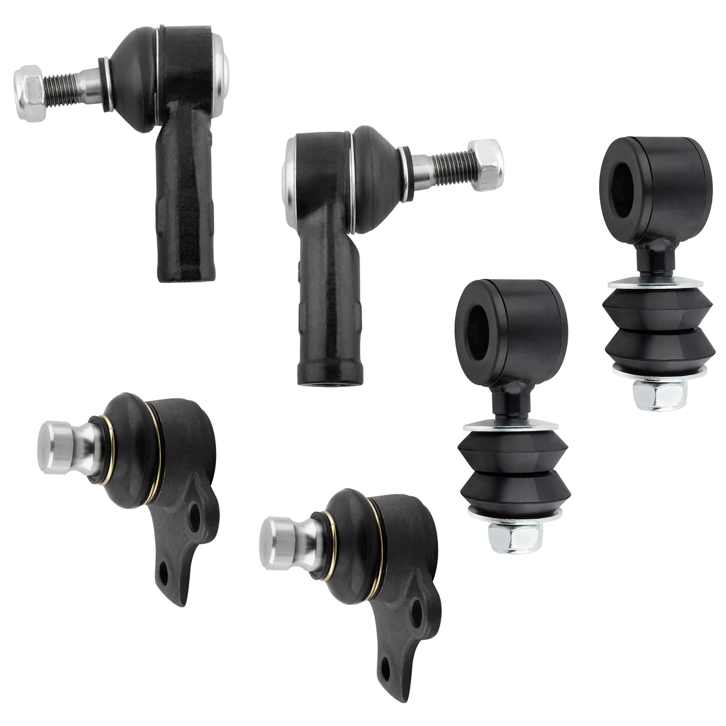 BOXI (Set of 6) Front Outer Tie Rod Ends + Sway Bar Links + Lower Ball Joints fit for VW Cabrio
