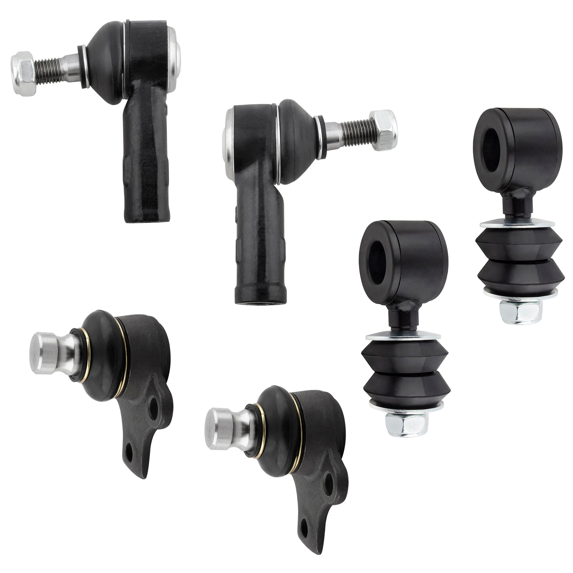 BOXI (Set of 6) Front Outer Tie Rod Ends + Sway Bar Links + Lower Ball Joints fit for VW Cabrio