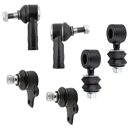 BOXI (Set of 6) Front Outer Tie Rod Ends + Sway Bar Links + Lower Ball Joints fit for VW Cabrio