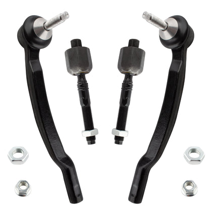 BOXI 4pcs Front Driver Passenger Side Inner +Outer Tie Rod Kit Fit for Volvo V70 2001-2002