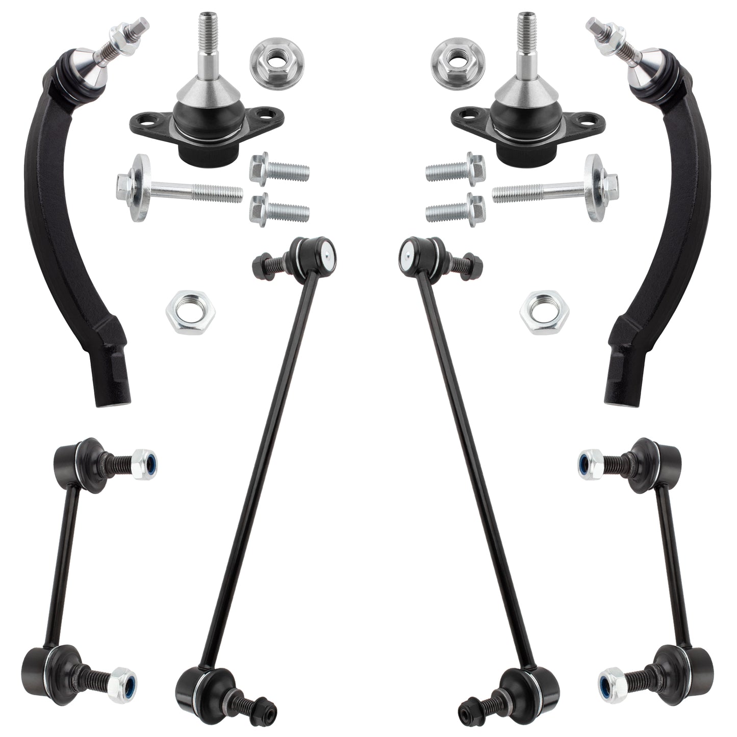 BOXI 8pc Front Rear Sway Bars Lower Ball Joints Outer Tie Rods Fit for Volvo S60 2001-2009