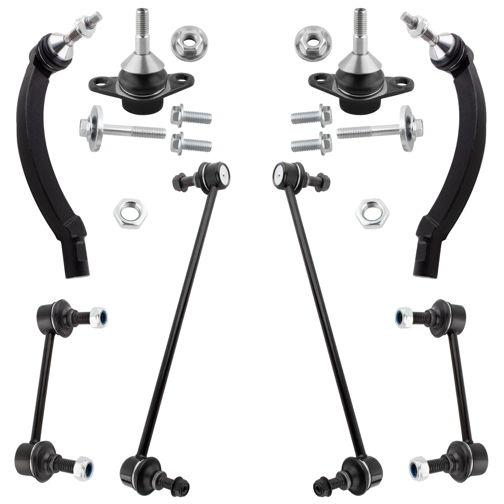 BOXI 8pc Front Rear Sway Bars Lower Ball Joints Outer Tie Rods Fit for Volvo S60 2001-2009