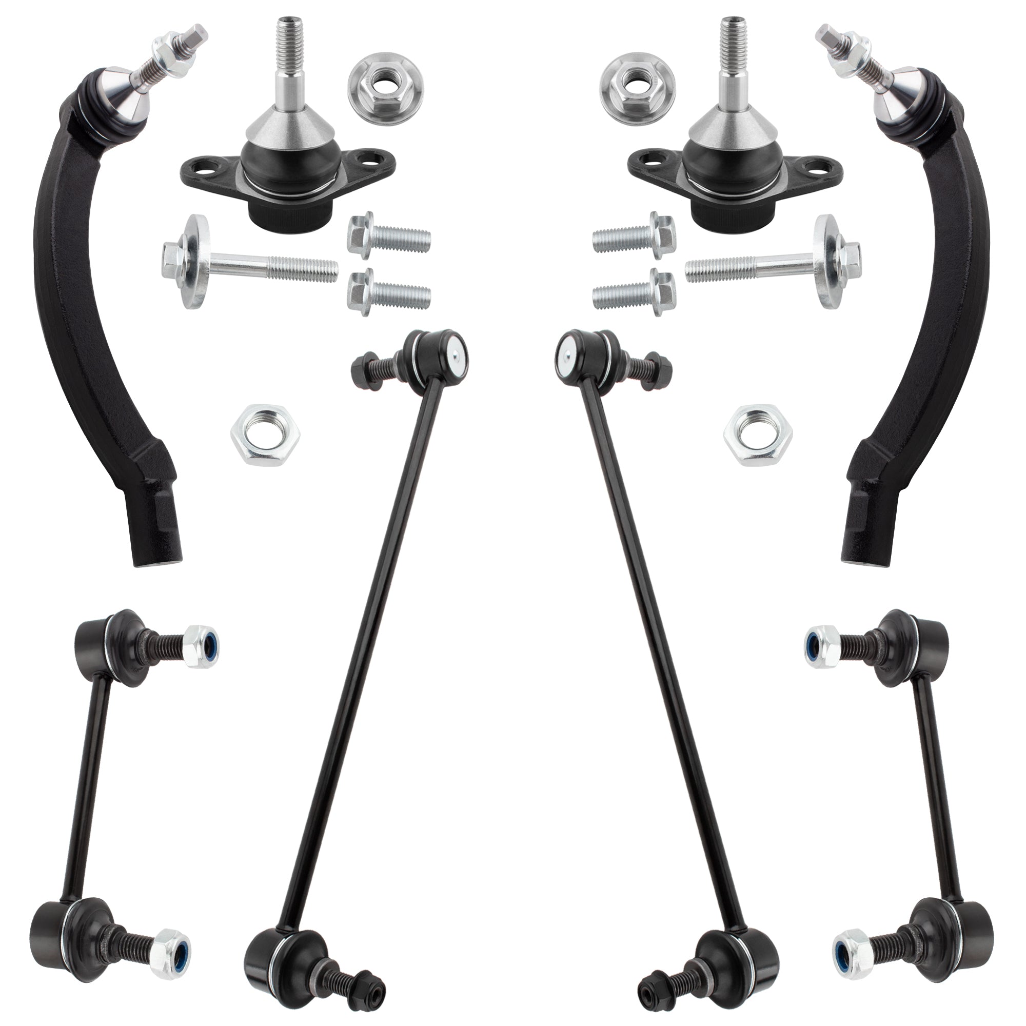 BOXI 8pc Front Rear Sway Bars Lower Ball Joints Outer Tie Rods Fit for Volvo S60 2001-2009