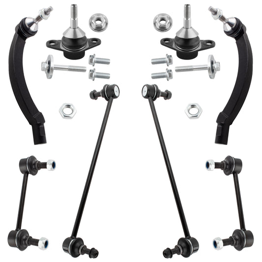 BOXI 8pc Front Rear Sway Bars Lower Ball Joints Outer Tie Rods Fit for Volvo S60 2001-2009