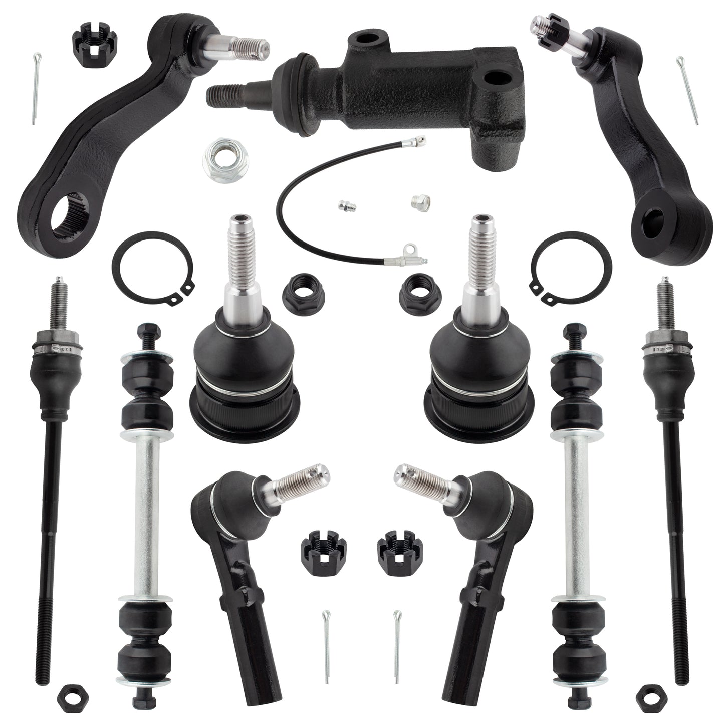 BOXI 11pc Front Sway Bars Tie Rods Pitman Idler Arm Kit Fits for Chevrolet Express 2500 3500
