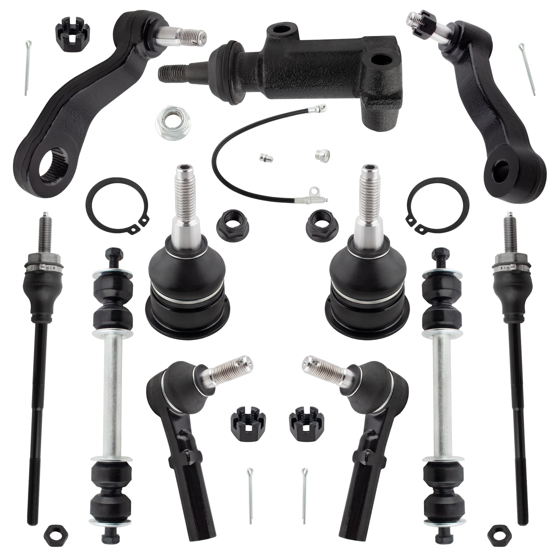 BOXI 11pc Front Sway Bars Tie Rods Pitman Idler Arm Kit Fits for Chevrolet Express 2500 3500