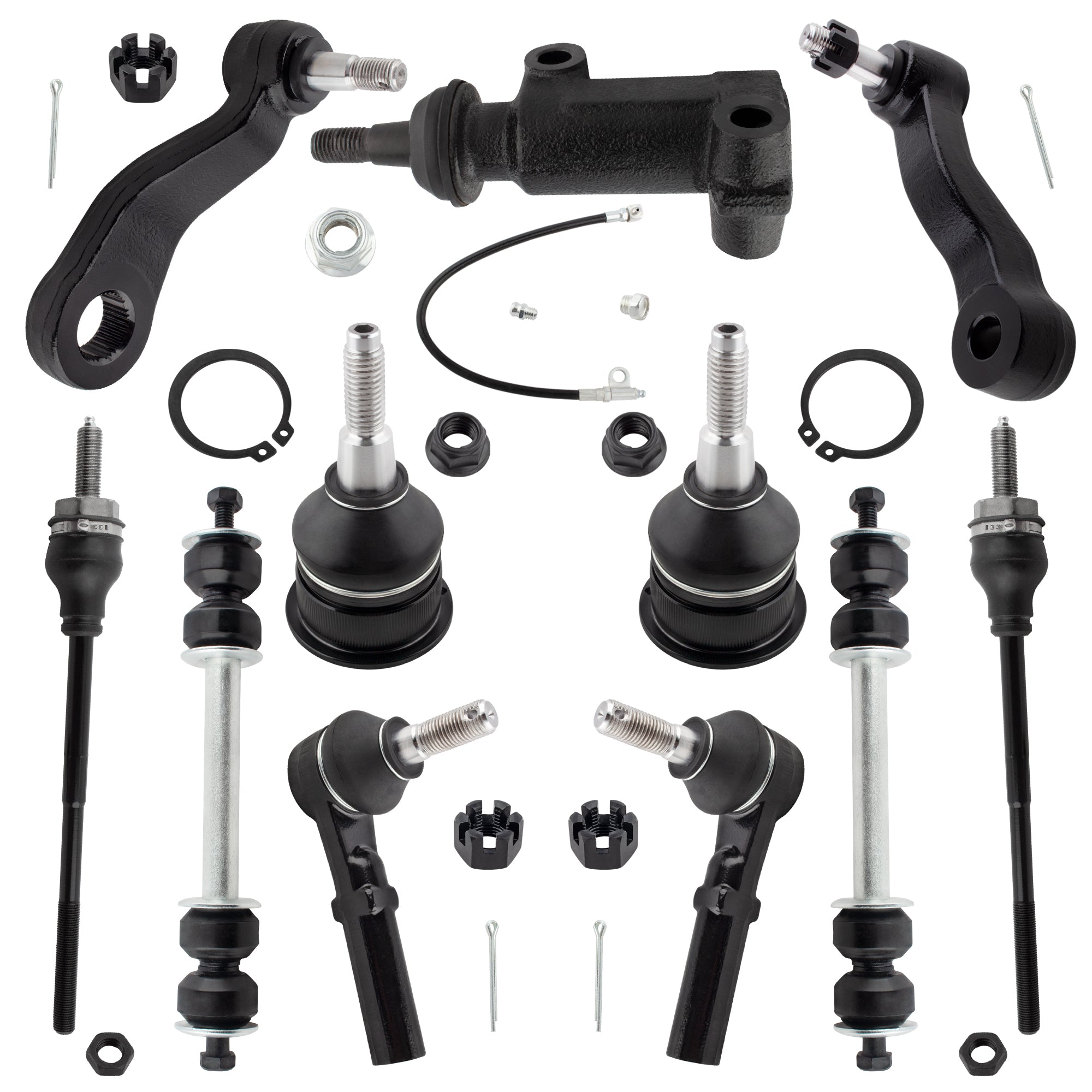 BOXI 11pc Front Sway Bars Tie Rods Pitman Idler Arm Kit Fits for Chevrolet Express 2500 3500